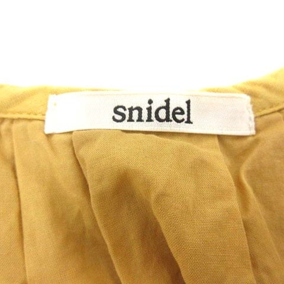 SNIDEL(スナイデル)のsnidel ワンピース ひざ丈 パフスリーブ 五分袖 麻混 リネン混 F 黄色 レディースのワンピース(ひざ丈ワンピース)の商品写真