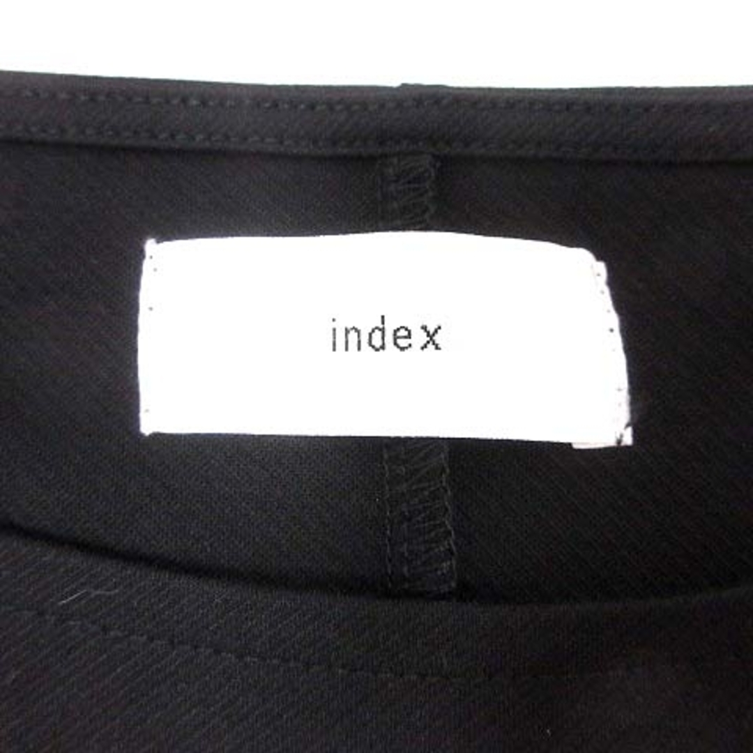 INDEX(インデックス)のINDEX ワンピース ひざ丈 ボートネック タック 長袖 M 黒 ブラック レディースのワンピース(ひざ丈ワンピース)の商品写真