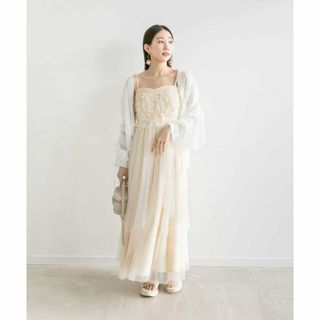 ランダ(RANDA)の【CREAM】シアーフリンジチュールワンピース(ロングワンピース/マキシワンピース)