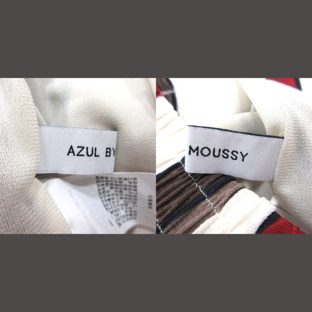 AZUL by moussy(アズールバイマウジー)のアズールバイマウジー ワイドパンツ スカンツ カットソー ストライプ M 白 レディースのパンツ(その他)の商品写真