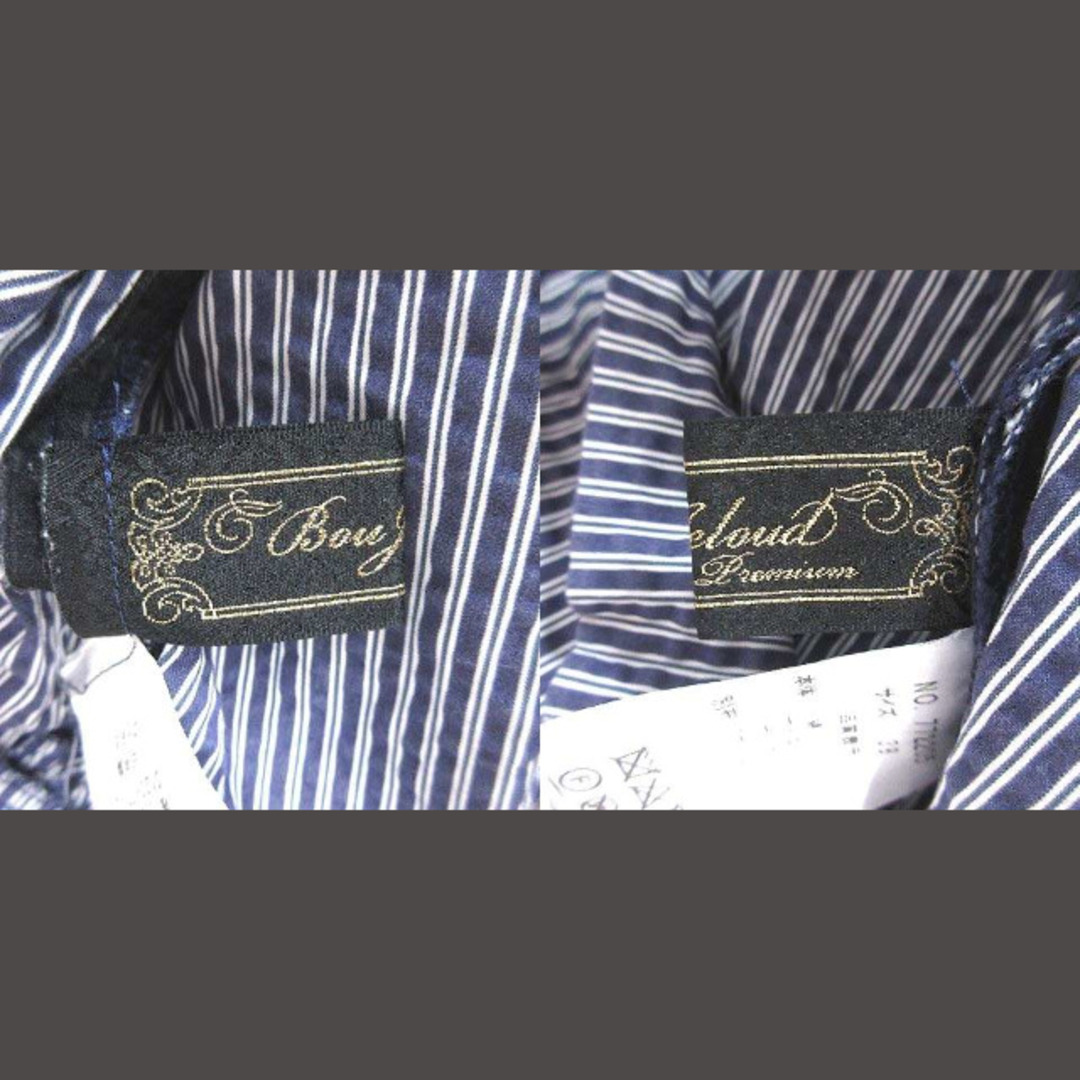 Bou Jeloud(ブージュルード)のブージュルード ブラウス シャツ ノースリーブ フリル ストライプ 38 紺 レディースのトップス(シャツ/ブラウス(半袖/袖なし))の商品写真