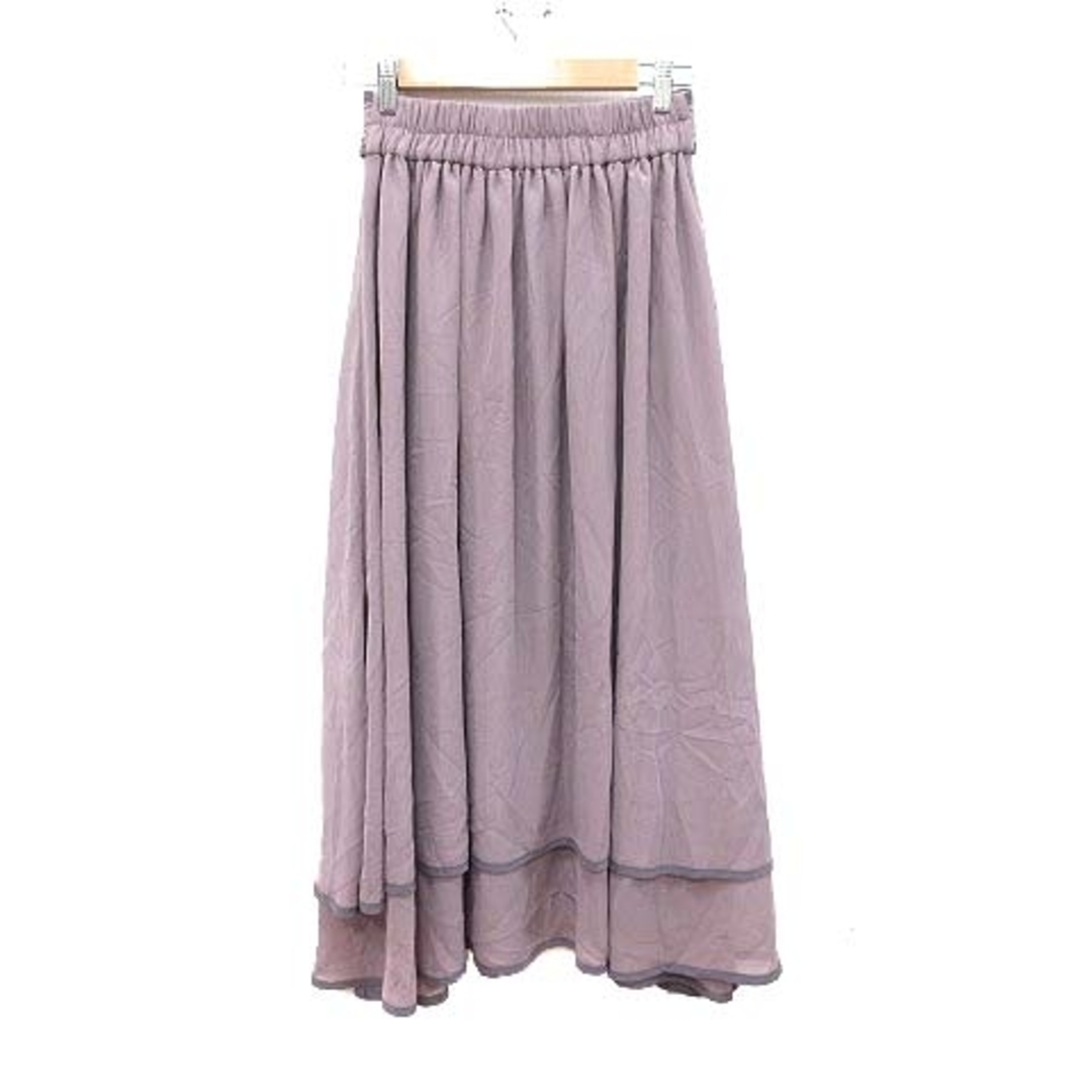 other(アザー)のナチュラルクチュール フレアスカート フリル ロング パイピング リボン F 紫 レディースのスカート(ロングスカート)の商品写真