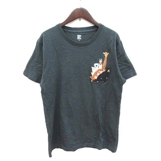 Graniph - グラニフ Tシャツ カットソー 半袖 クルーネック 刺繍 アニマル M 深緑