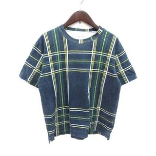 BEAMS BOY - ビームスボーイ Tシャツ カットソー 半袖 チェック クルーネック 紺 ネイビー