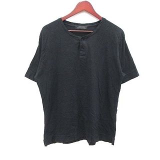 ナノユニバース Tシャツ カットソー ヘンリーネック 半袖 L 黒 ブラック