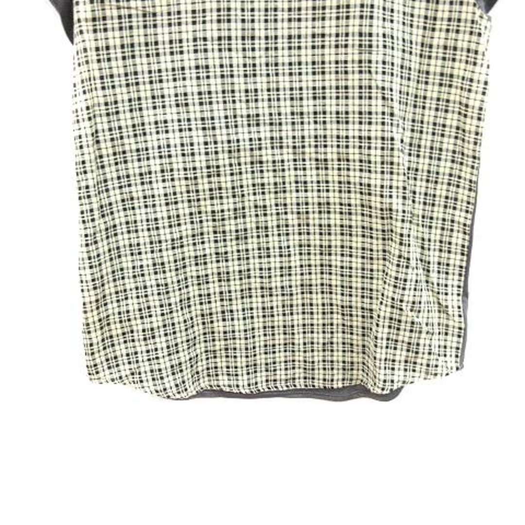 ビームスハート Tシャツ カットソー 半袖 クルーネック 切替 チェック グレー レディースのトップス(Tシャツ(半袖/袖なし))の商品写真