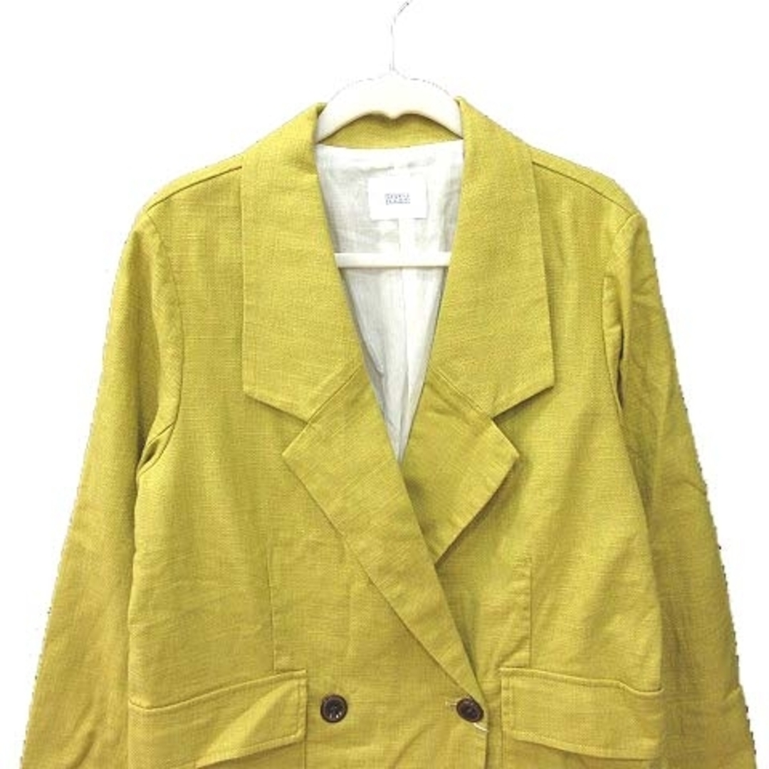 LOWRYS FARM(ローリーズファーム)のローリーズファーム テーラードジャケット ダブル 麻混 リネン混 F 黄緑 レディースのジャケット/アウター(その他)の商品写真