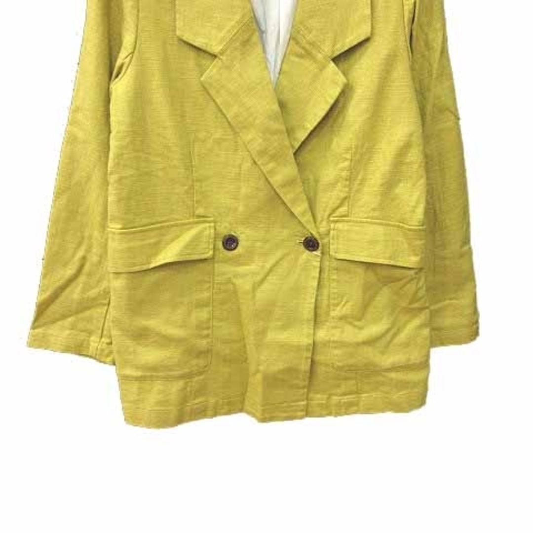 LOWRYS FARM(ローリーズファーム)のローリーズファーム テーラードジャケット ダブル 麻混 リネン混 F 黄緑 レディースのジャケット/アウター(その他)の商品写真