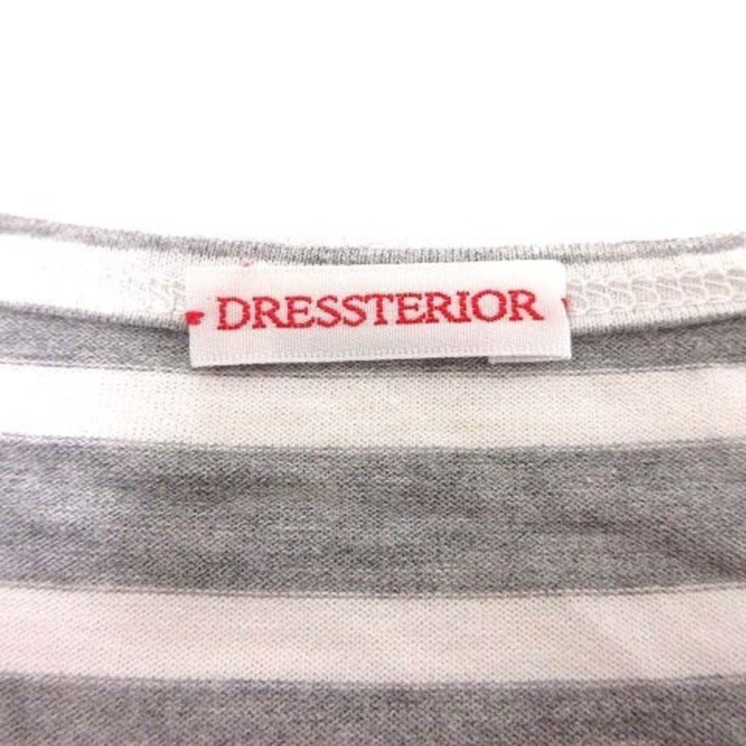 DRESSTERIOR(ドレステリア)のDRESSTERIOR ワンピース ミニ カットソー ボーダー 半袖 グレー 白 レディースのワンピース(ミニワンピース)の商品写真