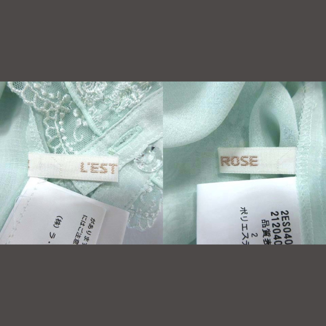 L'EST ROSE(レストローズ)のレストローズ シアーブラウス 半袖 オフショルダー レース チェック 2 緑 レディースのトップス(シャツ/ブラウス(半袖/袖なし))の商品写真