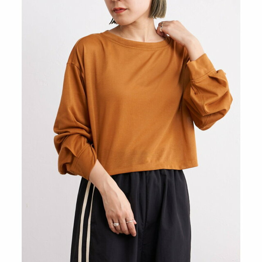 PAL GROUP OUTLET(パルグループアウトレット)の【キャメル】【earthy_】シアークロップドロンT レディースのトップス(カットソー(長袖/七分))の商品写真