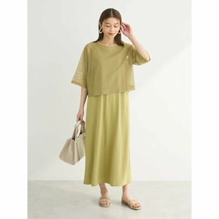 グリーンパークス(green parks)の【グリーン】SET2点 メッシュ+ノースリーブワンピース 24SS/ロング丈/夏/レディース(ロングワンピース/マキシワンピース)