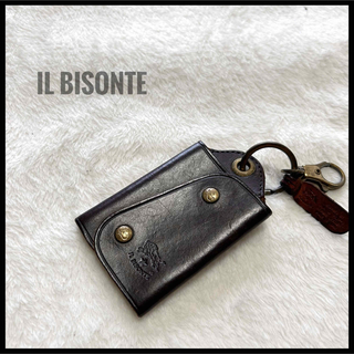 イルビゾンテ(IL BISONTE)のIL BISONTE イルビゾンテ　レザー　キーケース　ミニ　ブラウン　ロゴ(キーケース)