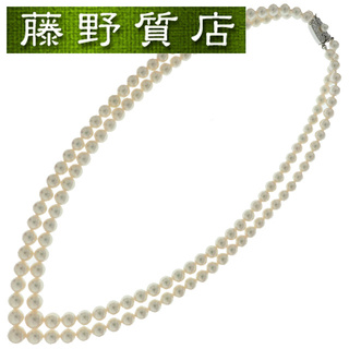 MIKIMOTO - （美品）ミキモト MIKIMOTO 2連 パール ネックレス K18 WG ホワイトゴールド × パール 5.7-8.8mm V字 8880