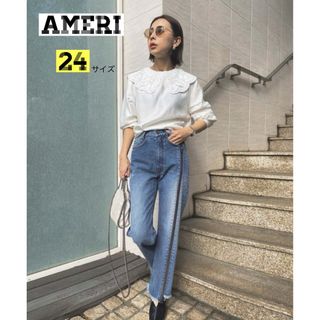 【美品♡】AMERI ZIPPER STRAIGHT DENIM デニム　アシメ