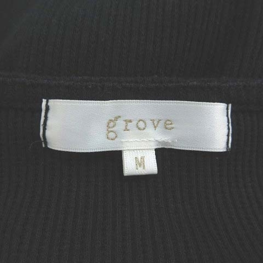 grove(グローブ)のグローブ grove カットソー 半袖 リブ スカラップネック M 黒 ブラック レディースのトップス(カットソー(半袖/袖なし))の商品写真