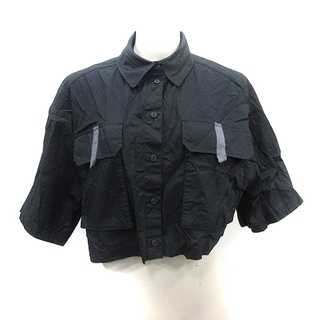 JEANASIS - ジーナシス ステンカラーシャツ ブラウス 五分袖 F 黒 ブラック /AU