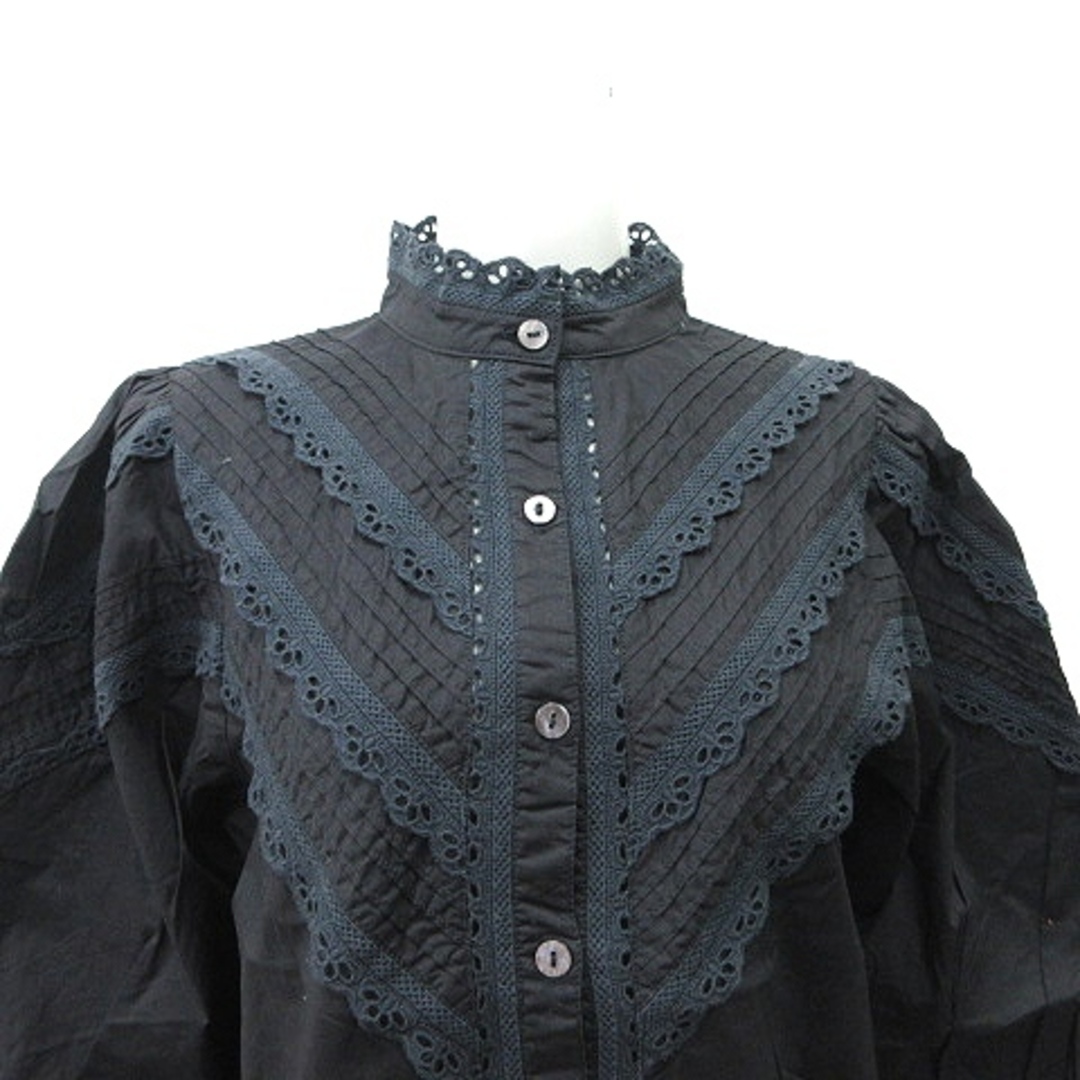 w closet(ダブルクローゼット)のダブルクローゼット シャツ ブラウス 刺繍 レース 長袖 F 黒 ブラック  レディースのトップス(シャツ/ブラウス(長袖/七分))の商品写真