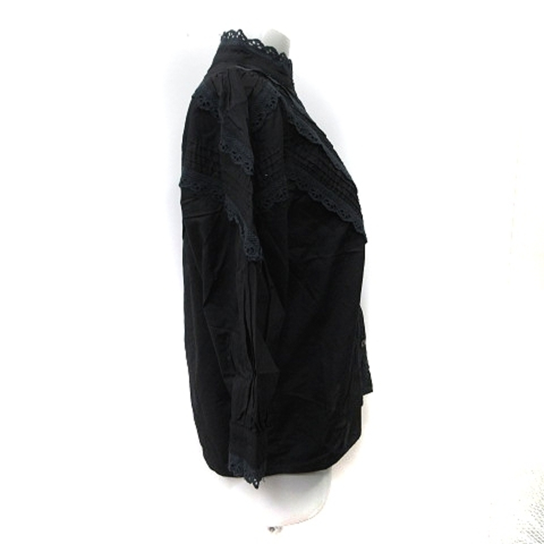 w closet(ダブルクローゼット)のダブルクローゼット シャツ ブラウス 刺繍 レース 長袖 F 黒 ブラック  レディースのトップス(シャツ/ブラウス(長袖/七分))の商品写真