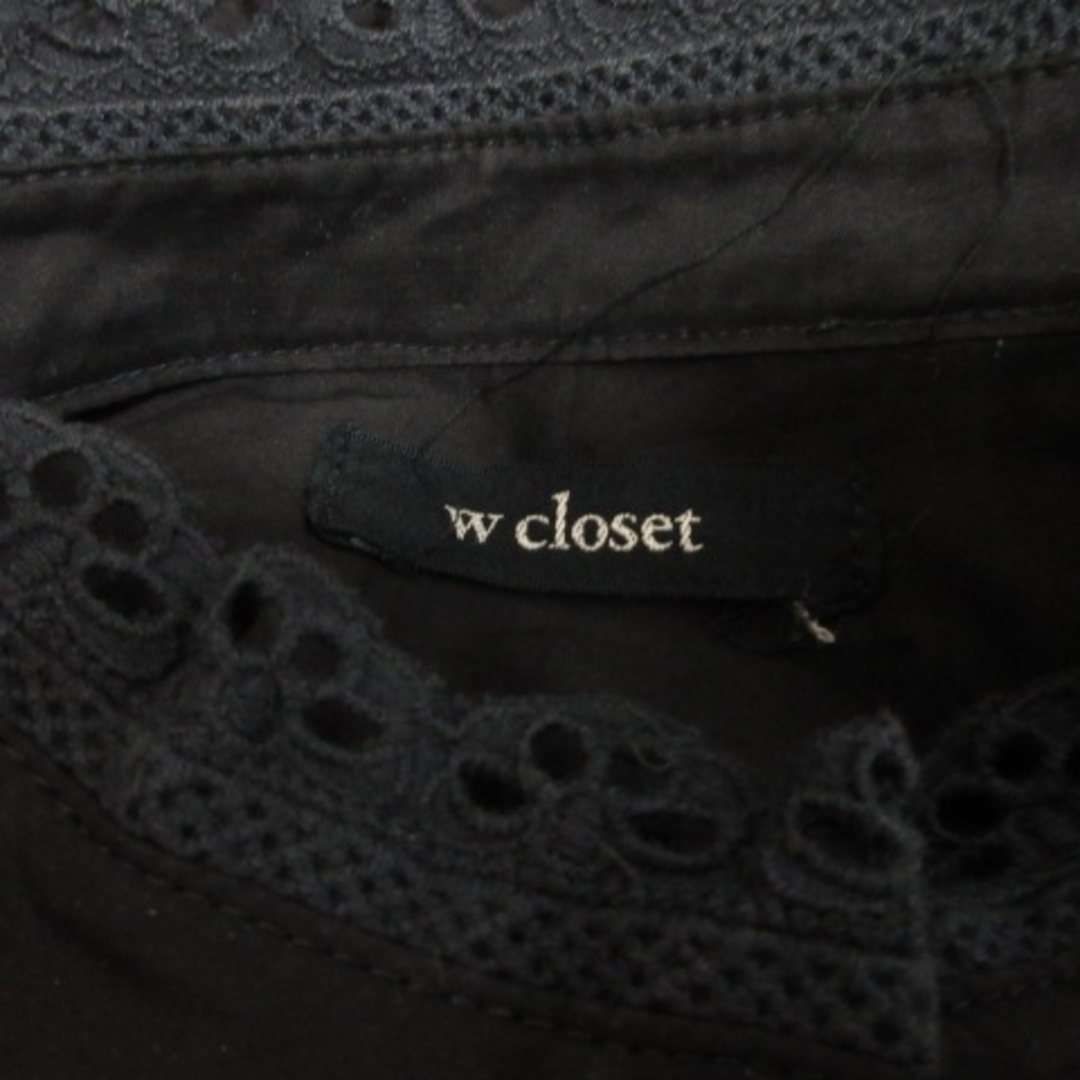 w closet(ダブルクローゼット)のダブルクローゼット シャツ ブラウス 刺繍 レース 長袖 F 黒 ブラック  レディースのトップス(シャツ/ブラウス(長袖/七分))の商品写真