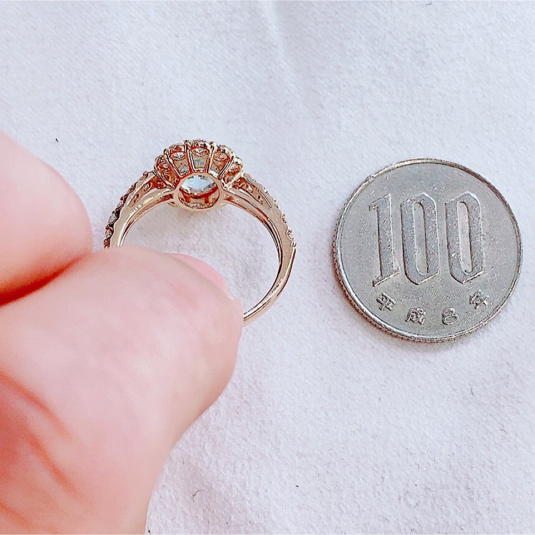 ★1.06ct★アクアマリン✨0.95ctダイヤモンドK18PGリング指輪 メンズのアクセサリー(リング(指輪))の商品写真