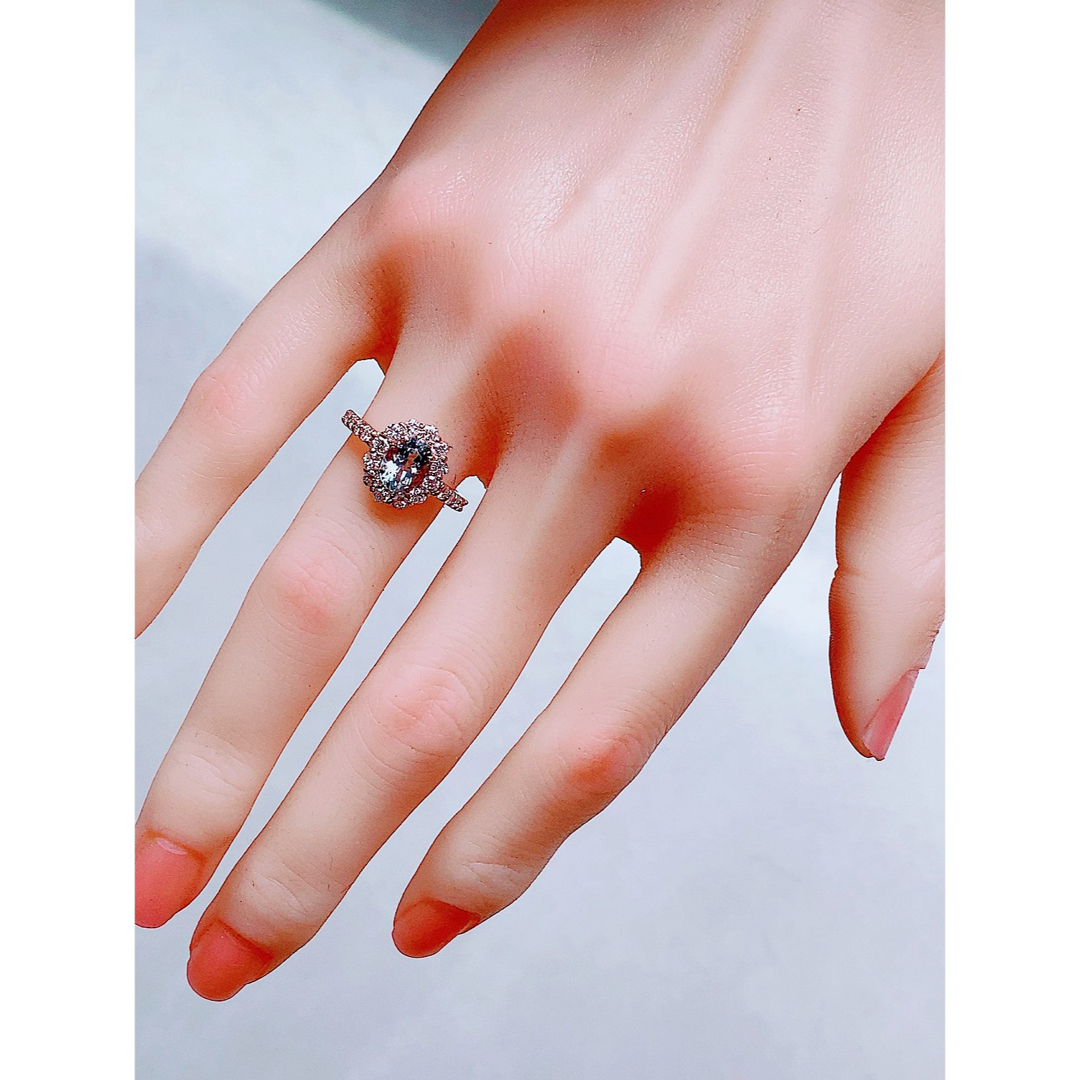 ★1.06ct★アクアマリン✨0.95ctダイヤモンドK18PGリング指輪 メンズのアクセサリー(リング(指輪))の商品写真