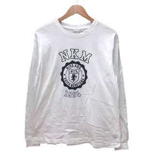 niko and... - ニコアンド カットソー Tシャツ クルーネック プリント 長袖 F 白 ホワイト