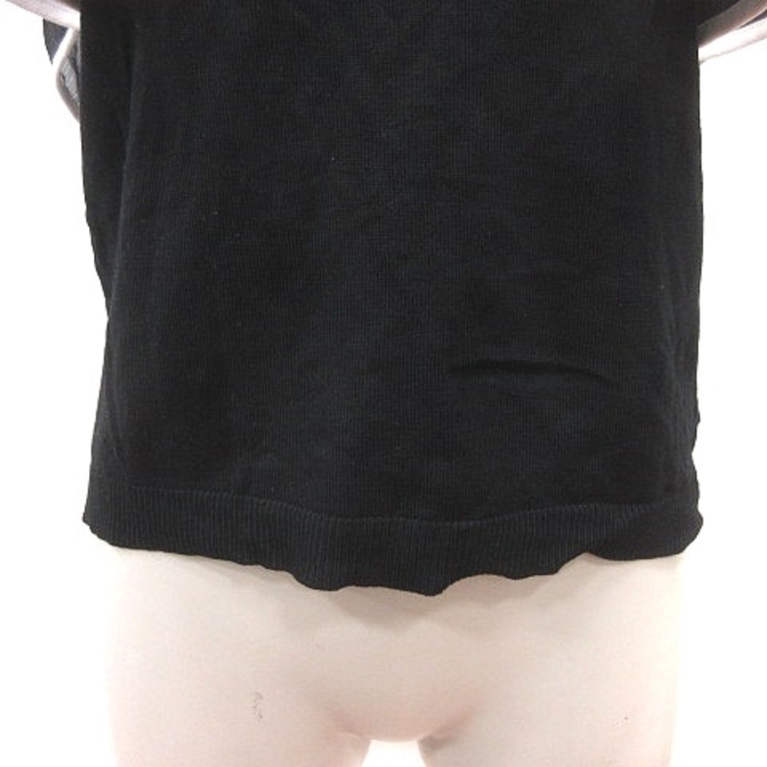 GRL(グレイル)のグレイル ニット カットソー 切替 フレンチスリーブ 半袖 M 黒 ブラック 白 レディースのトップス(ニット/セーター)の商品写真
