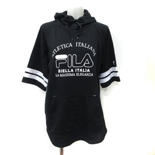 フィラ(FILA)のフィラ パーカー プルオーバー チュニック 半袖 L 黒 ブラック /YI(パーカー)