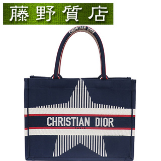 Dior - クリスチャン ディオール Christian Dior ブックトート ミディアム キャンバス ネイビー × 赤 × 白 アルプス スター 8257