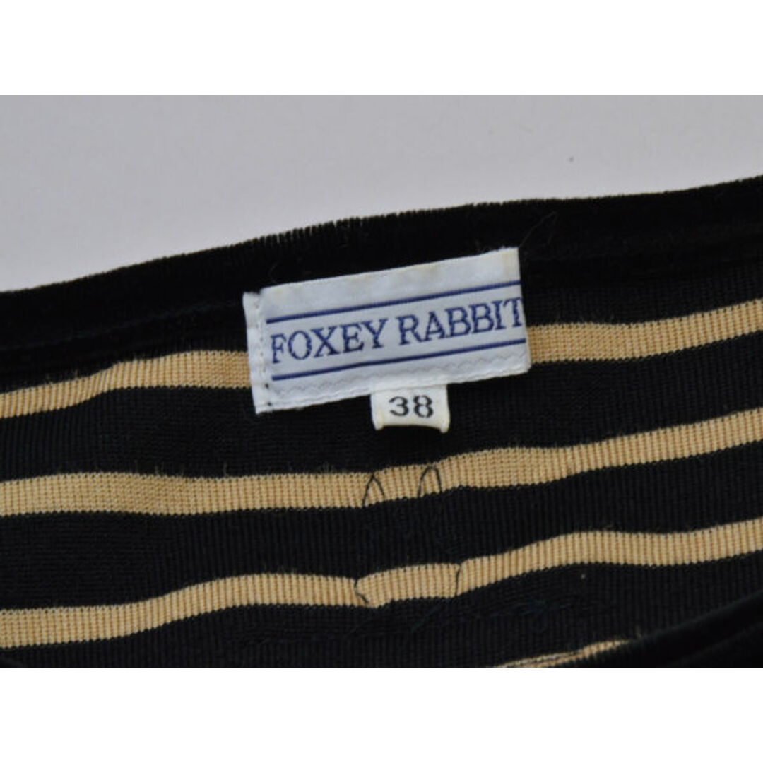 FOXEY(フォクシー)のフォクシー FOXEY RABBITS カットソーワンピース 長袖 ボーダー 38サイズ ブラック×ブラウン レディース j_p F-M12709 レディースのワンピース(ミニワンピース)の商品写真