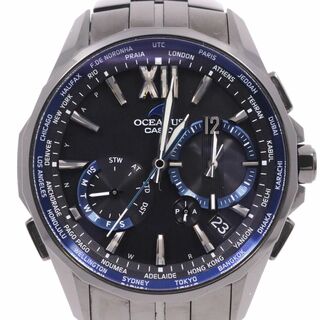 カシオ(CASIO)のカシオ オシアナス マンタ ソーラー電波 メンズ 腕時計 ブラック チタン 黒文字盤 OCW-S3400B-1AJF(腕時計(アナログ))