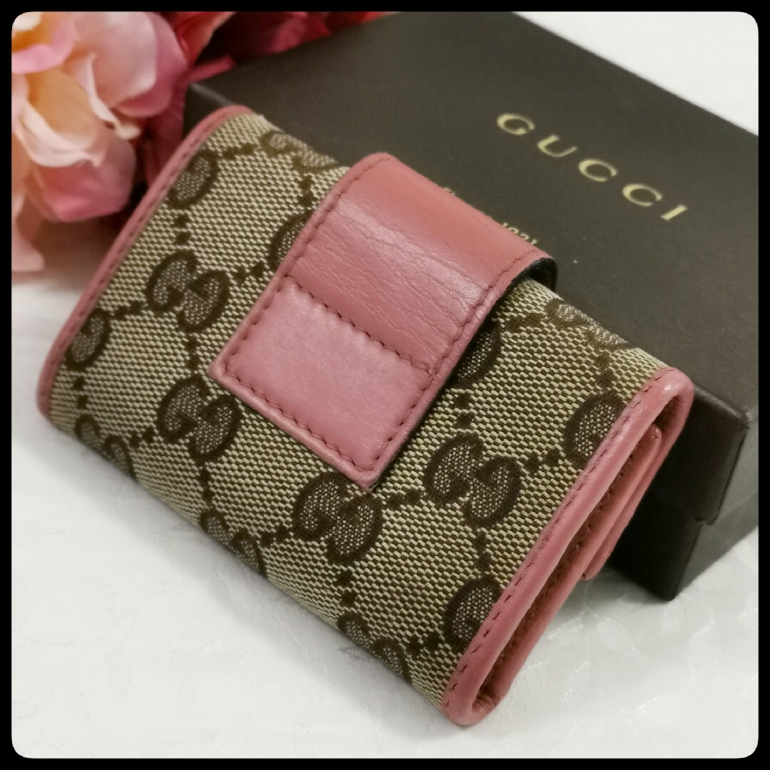 Gucci(グッチ)のGUCCI グッチ GGキャンバス ラブリーハート 6連キーケース  ピンク レディースのファッション小物(キーケース)の商品写真