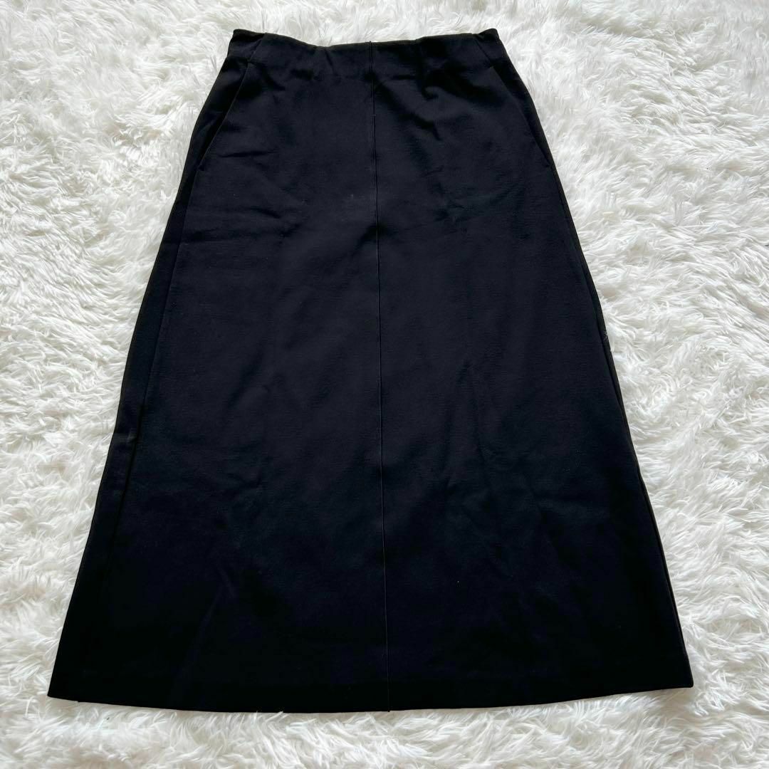 シクラス フレア ストレッチ ブラック ロングスカート 綺麗目 モード レディースのスカート(その他)の商品写真