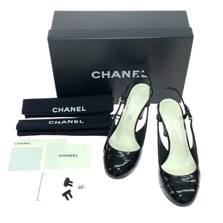 シャネル(CHANEL)の$$ CHANEL シャネル レディース ミュール 35 1/2C カメリア エナメル D G27202 ブラック(ミュール)