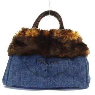 プラダ(PRADA)のプラダ カナパ トートバッグ ハンドバッグ デニム 水色 茶色 BN2182(トートバッグ)