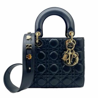 Christian Dior - Dior　DIOR　ディオール　レディディオール　カナージュ　スモール　レザー　ブラック　黒　ゴールド金具　２WAY　ハンドバッグ　レディース　メンズ