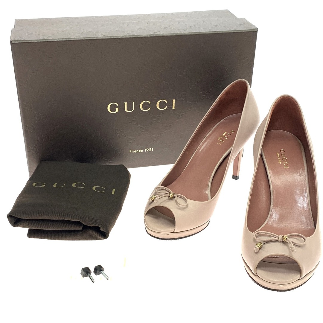 Gucci(グッチ)の$$ GUCCI グッチ レディース オープントゥーパンプス  35 1/2 レザー 310346 ピンク レディースの靴/シューズ(ハイヒール/パンプス)の商品写真