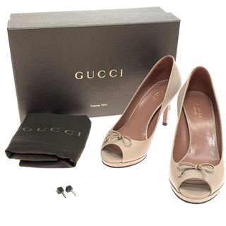 グッチ(Gucci)の$$ GUCCI グッチ レディース オープントゥーパンプス  35 1/2 レザー 310346 ピンク(ハイヒール/パンプス)