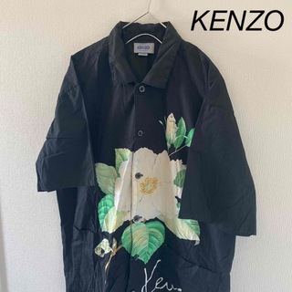 KENZOケンゾー半袖シャツ花柄ブラック黒メンズ