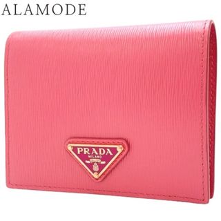 PRADA - PRADA(プラダ) トライアングルロゴ 二つ折り財布 コンパクト財布 2つ折り 小物 ミニウォレット ヴィッテロムーブ PEONIA ピンク ゴールド金具 1MV204 レディース 40802097187【中古】【アラモード】