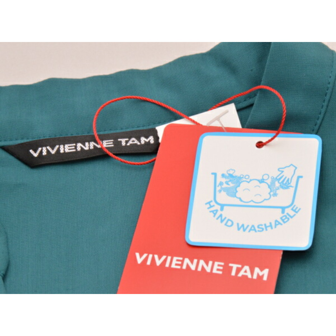 VIVIENNE TAM(ヴィヴィアンタム)のヴィヴィアンタム VIVIENNE TAM 花刺繍 シャツ/ブラウス 長袖 38サイズ グリーン レディース u_s F-M13082 レディースのトップス(シャツ/ブラウス(半袖/袖なし))の商品写真