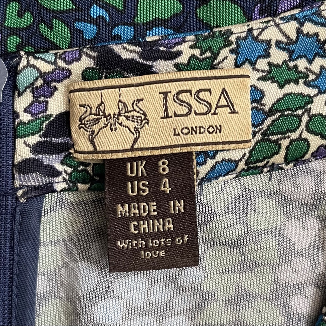 Issa London(イッサロンドン)のISSA リーフデザイン 半袖ワンピース 豪華シルク100% レディースのワンピース(ひざ丈ワンピース)の商品写真