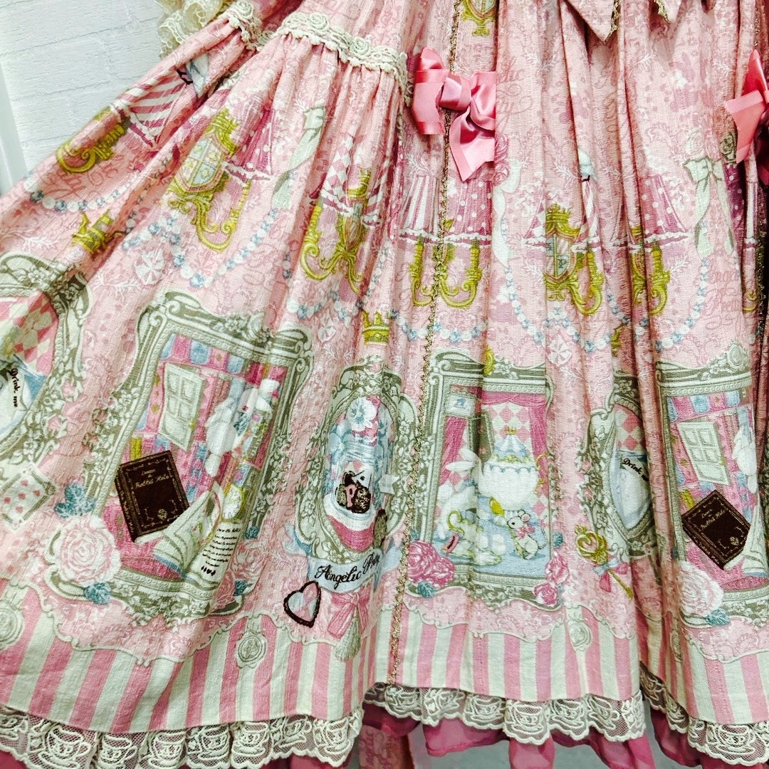 Angelic Pretty(アンジェリックプリティー)のアンジェリックプリティ　しラック　ワンダーギャラリー　姫袖ワンピース　ボンネット レディースのワンピース(ひざ丈ワンピース)の商品写真