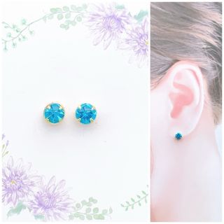 水色5mmビジューピアス/イヤリング　再販(ピアス)