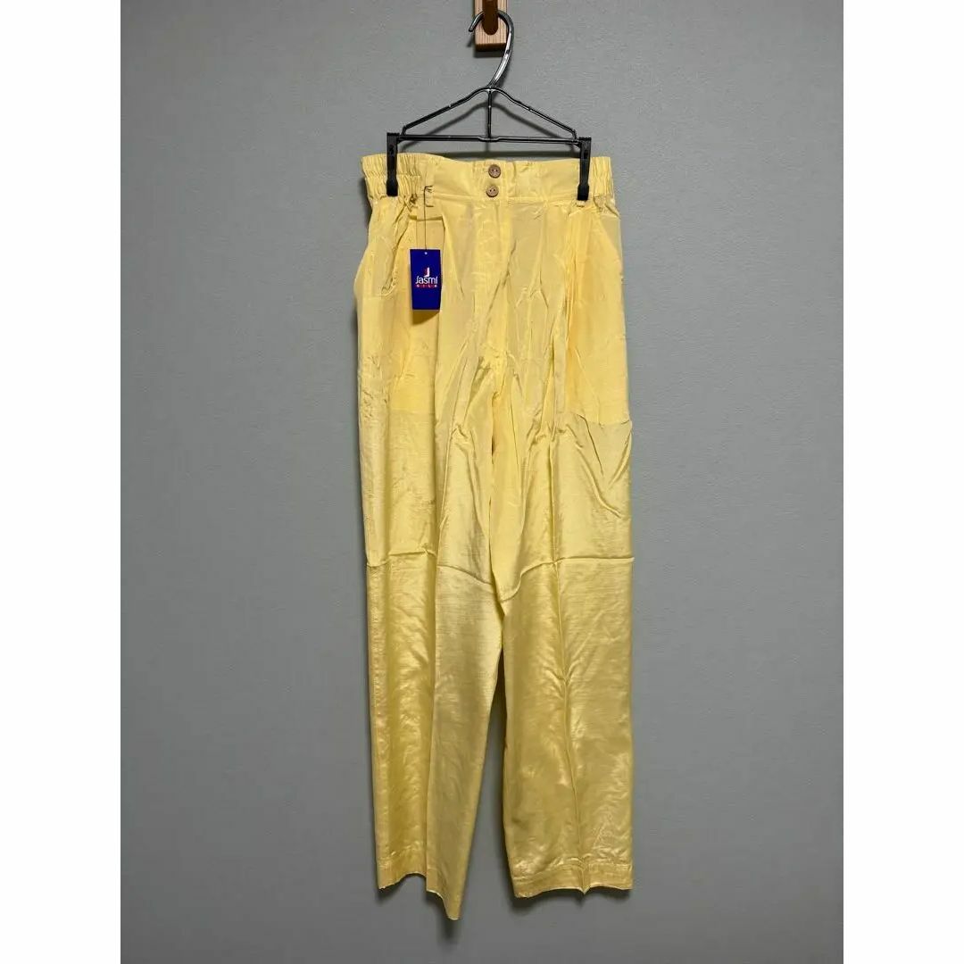 パンツ フリーサイズ SILK シルク 絹 綿 カジュアル イエロー jasmi レディースのパンツ(カジュアルパンツ)の商品写真