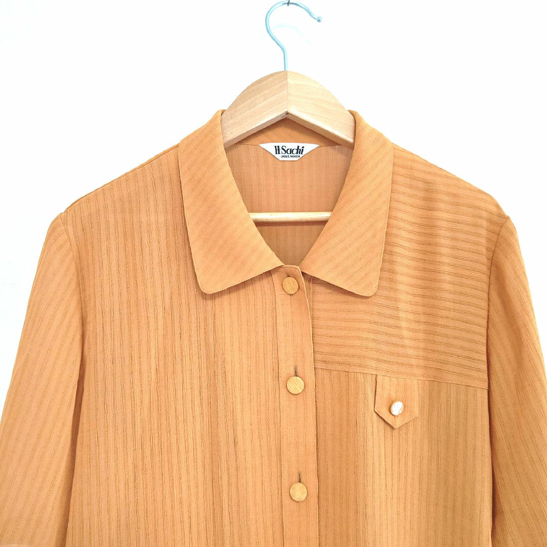 H-Sachi ブラウス シャツ 半袖 羽織  日本製 レディース コーラル　Ｌ レディースのトップス(シャツ/ブラウス(半袖/袖なし))の商品写真