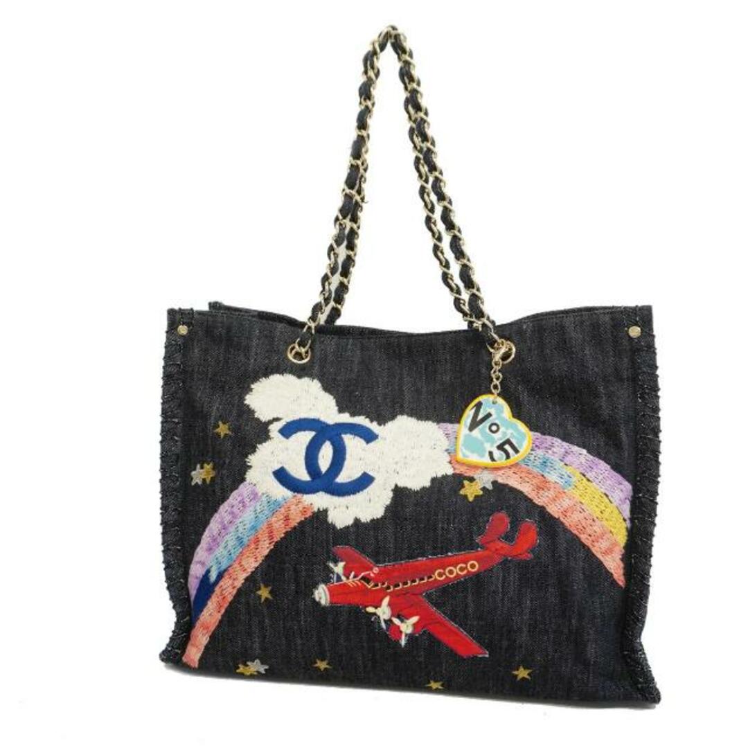 CHANEL(シャネル)の★SALE 【4ic2765】シャネル トートバッグ/チェーンショルダー/デニム/ネイビー/シャンパンゴールド金具 【中古】レディース レディースのバッグ(トートバッグ)の商品写真