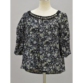 スリーワンフィリップリム 3.1philliplim シルク100% 花柄 ビジュー シャツ/ブラウス 0サイズ ブラック レディース F-M6267(シャツ/ブラウス(半袖/袖なし))