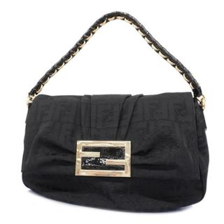 フェンディ(FENDI)の【4ic2791】フェンディ ショルダーバッグ/ズッカ/ナイロンキャンバス/ブラック/シャンパンゴールド金具 【中古】 レディース(ショルダーバッグ)